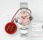 Super clone Cartier Ballon Bleu 33 AF Factory Cal.1853 Watch Pink Dial w Quickswitch Strap